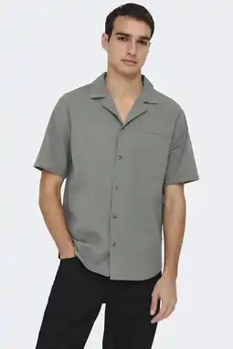 Wehkamp ONLY & SONS relaxed casual seersucker overhemd grijsgroen aanbieding