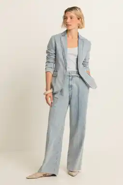 Wehkamp Expresso highwaist wide leg jeans light blue denim aanbieding