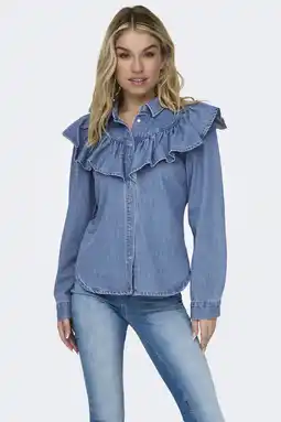 Wehkamp ONLY blouse medium blue denim aanbieding