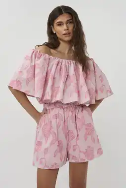 Wehkamp Studio AMAYA gestreepte off shoulder top roze aanbieding