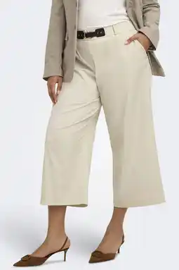 Wehkamp ONLY CARMAKOMA straight highwaist casual broek ecru aanbieding