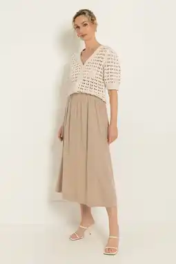 Wehkamp CLAUDIA BY CLAUDIA STRÄTER midirok met linnen - zand aanbieding