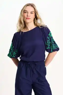 Wehkamp POM Amsterdam gebloemde top donkerblauw aanbieding