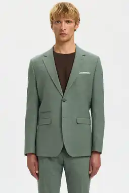 Wehkamp Selected colbert met linnen groen aanbieding