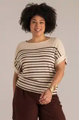 Wehkamp Yest Curve gestreepte top beige aanbieding