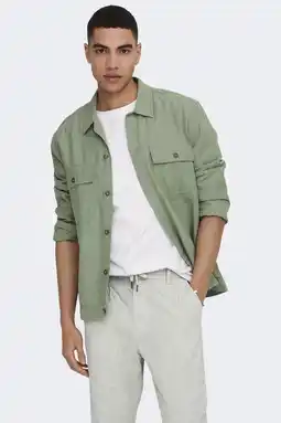 Wehkamp ONLY & SONS overshirt met linnen groen aanbieding