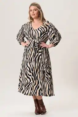 Wehkamp Miss Etam Plus midi jurk zand aanbieding
