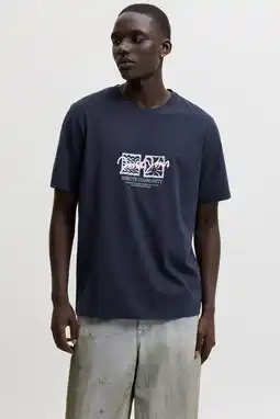 Wehkamp JACK & JONES ORIGINALS regular fit T-shirt met print - donkerblauw aanbieding