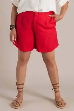 Wehkamp Yest Curve regular highwaist casual short met linnen rood aanbieding