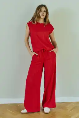 Wehkamp FREEQUENT top met textuur rood aanbieding