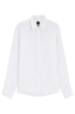 Wehkamp BOSS regular casual overhemd met linnen wit aanbieding