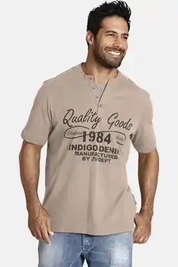 Wehkamp Jan Vanderstorm loose T-shirt NANTE Plus Size beige aanbieding