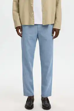 Wehkamp Selected BRODY slim tapered chino met linnen blauw aanbieding