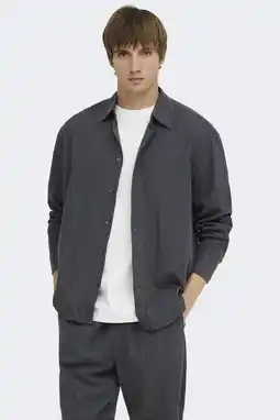 Wehkamp ONLY & SONS relaxed fit overhemd met linnen - grijs aanbieding