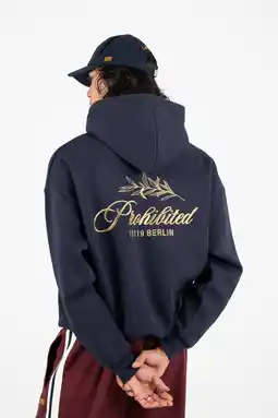 Wehkamp Prohibited hoodie met backprint donkerblauw aanbieding