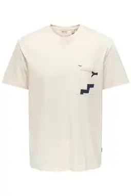 Wehkamp ONLY & SONS regular T-shirt ecru aanbieding