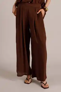 Wehkamp Yest wide leg regularwaist broek bruin aanbieding