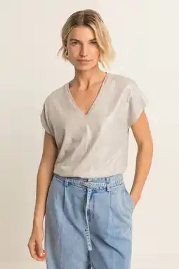 Wehkamp Expresso T-shirt met lurex lichtgrijs aanbieding