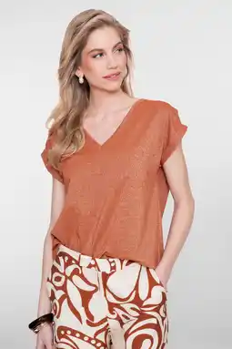 Wehkamp Geisha T-shirt met glitter oranje aanbieding
