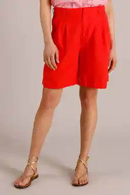 Wehkamp Yest regularwaist casual short met linnen rood aanbieding