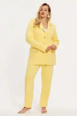 Wehkamp YOEK slim regularwaist broek geel aanbieding