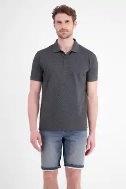 Wehkamp LERROS regular fit geruite jacquard polo - lava grijs aanbieding