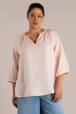Wehkamp Yest Curve blousetop met linnen lichtroze aanbieding