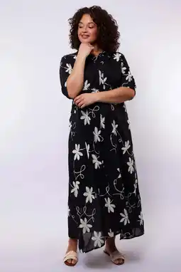 Wehkamp Exxcellent gebloemde blousejurk zwart aanbieding