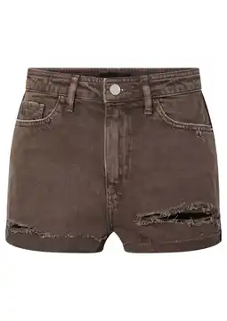 Wehkamp PIECES skinny highwaist denim short bruin aanbieding