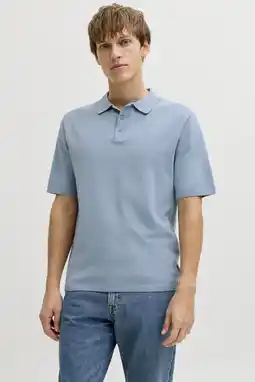 Wehkamp JJ REBEL regular polo gebreid blauw aanbieding