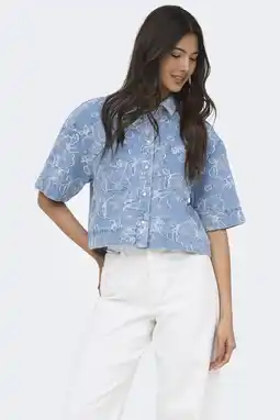 Wehkamp ONLY blouse light blue denim aanbieding