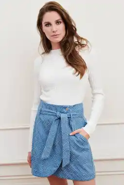 Wehkamp Lofty Manner denim wikkelrok medium blue denim aanbieding