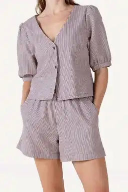 Wehkamp Another-Label regularwaist gestreepte casual short bruin aanbieding