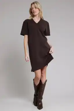 Wehkamp Pink Noir korte T-shirtjurk - donkerbruin aanbieding