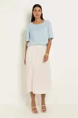 Wehkamp CLAUDIA BY CLAUDIA STRÄTER midi rok met linnen - ecru aanbieding