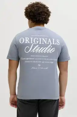 Wehkamp JACK & JONES PLUS SIZE regular T-shirt met backprint Plus Size grijsblauw aanbieding