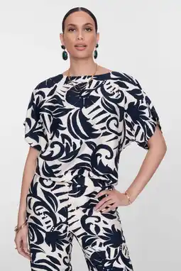 Wehkamp Geisha gebloemde blousetop donkerblauw aanbieding