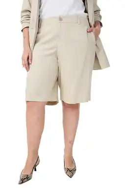 Wehkamp Zizzi wide leg highwaist bermuda short beige aanbieding