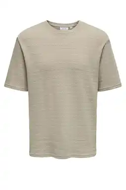 Wehkamp ONLY & SONS regular T-shirt gebreid beige aanbieding