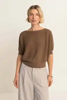Wehkamp Expresso fijn gebreide top bruin aanbieding