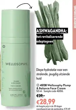 Oriflame 45138 Wellosophy Plump & Balance Face Cream aanbieding