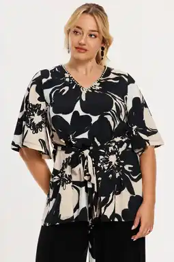 Wehkamp YOEK gebloemde tuniek beige aanbieding