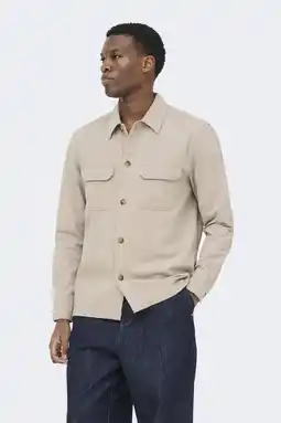 Wehkamp ONLY & SONS regular casual overhemd met linnen beige aanbieding