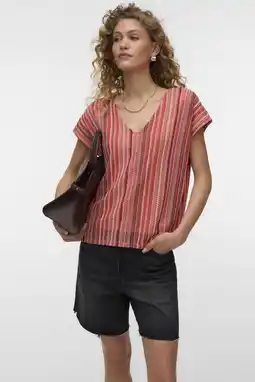 Wehkamp VERO MODA gestreepte top rood aanbieding