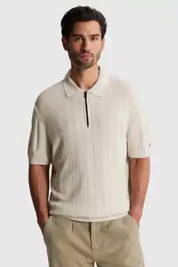 Wehkamp Cast Iron regular polo gebreid ecru aanbieding