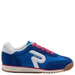 Wehkamp REPLAY Yard JR imitatieleren leren sneakers koningsblauw/wit aanbieding