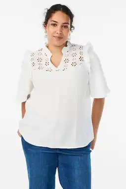 Wehkamp Zizzi blousetop broderie wit aanbieding