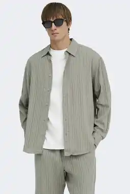 Wehkamp ONLY & SONS relaxed fit casual overhemd met linnen - lichtgroen aanbieding