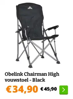 Obelink Obelink Chairman High vouwstoel - Black aanbieding