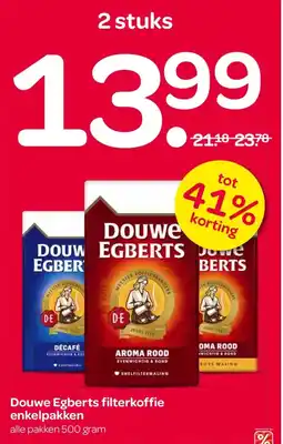 Spar Douwe Egberts filterkoffie enkelpakken aanbieding